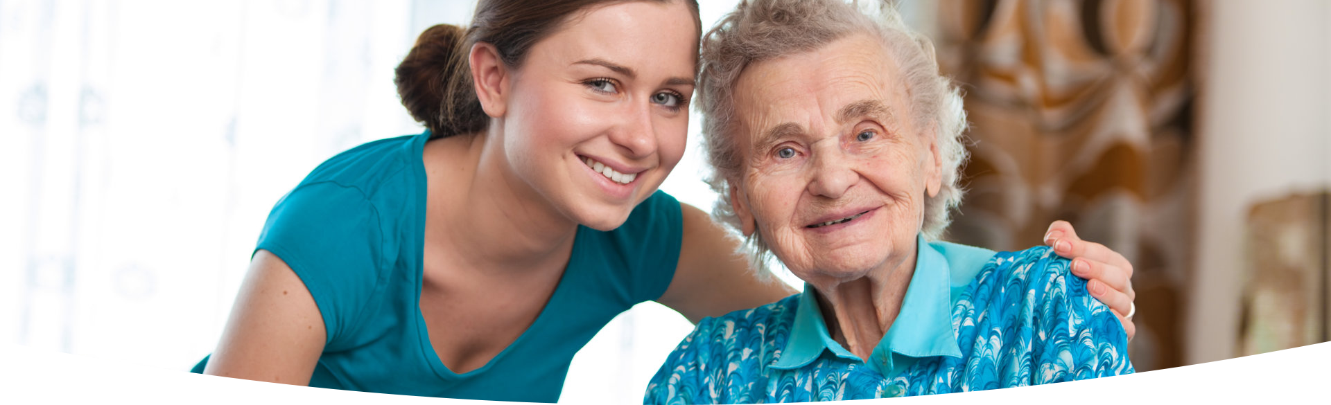 Elder female and caregiver
